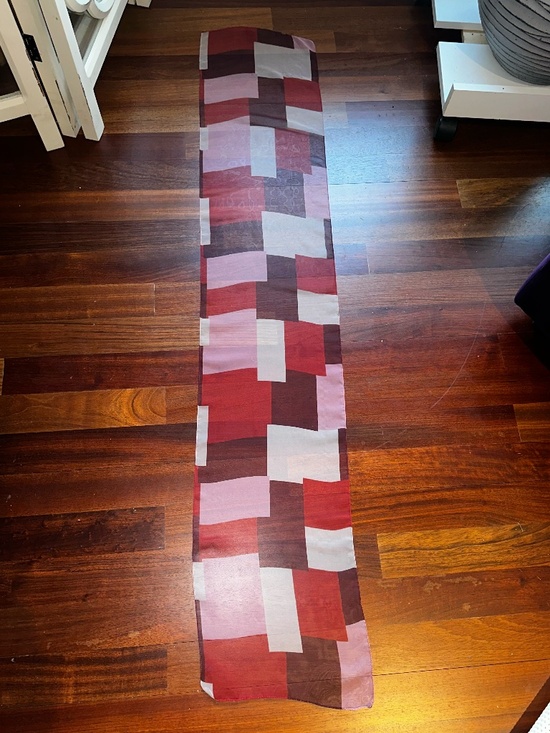 Lightweight Color Block Scarf ~ Reds, Pinks and White - Picture 3 of 4